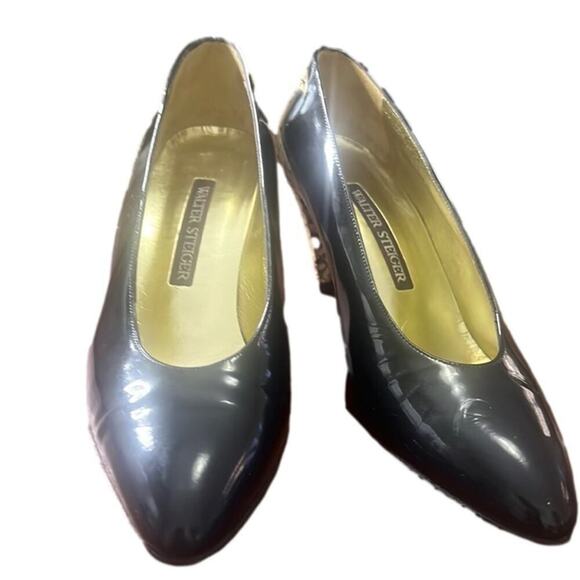 VINTAGE WALTER STEIGER SNAKE SKIN PATENT LEATHER SHOES SIZE 7‎ 1/2 - Picture 1 of 8